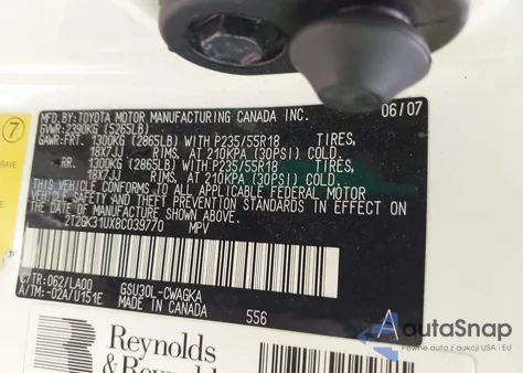 2008 Lexus Rx 350 from USA, damaged, VIN 2T2GK31UX8C039770